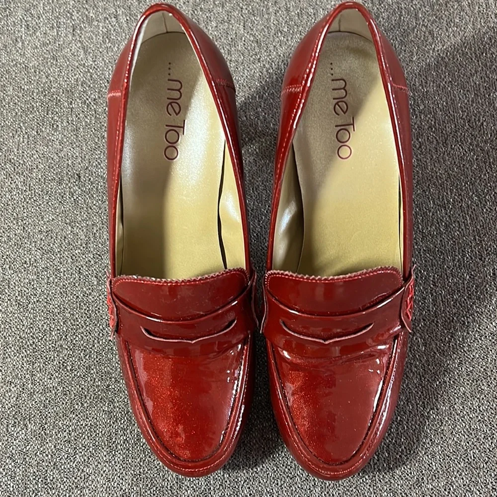 Me Too loafer heels glittery patent red leather - Picture 2 of 10